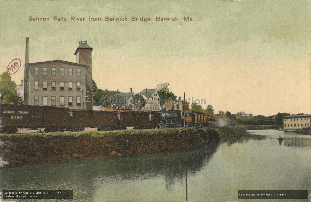 Postcard: Salmon Falls River from Berwick Bridge, Berwick, Maine